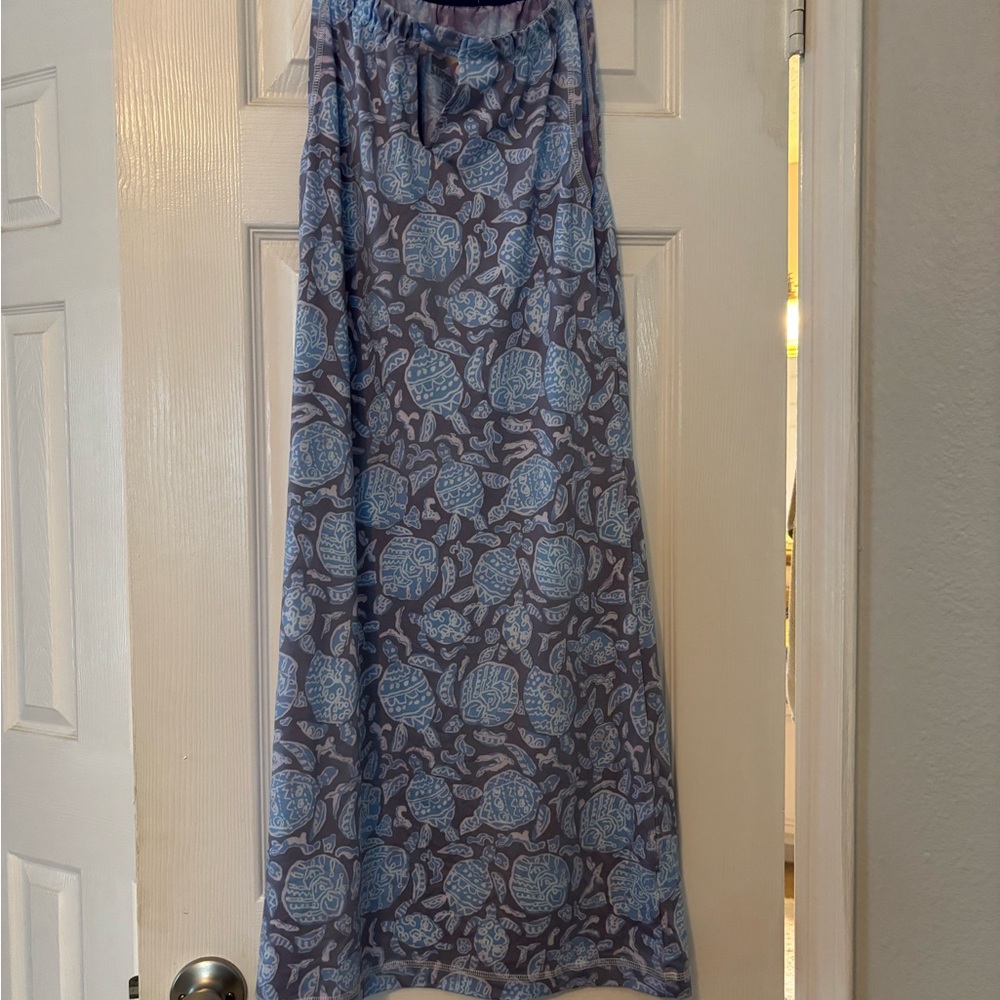 Surf Style Blue and Gray Maxi Skirt